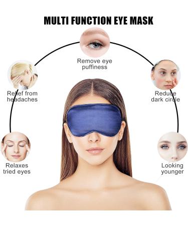 Cavoilu Cooling Silk Sleep Mask with Gel Eye Mask - Hot & Cold Eye Masks for Dark Circles, Puffiness - Blindfold Eye Cover for Home, Office, Travel - Blue - Buy Online on GoSupps.com