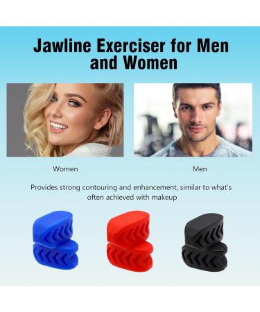 Jawline Trainer Set - 6-Piece Jaw Coach for Men & Women | Double Chin Remover | 40lbs 50lbs 60lbs Pine Exercises | Jawline Fitness Balls in Blue Red & Black - Buy Online on GoSupps.com