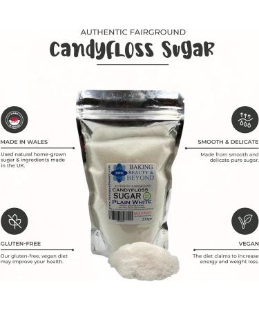 Baking Beauty and Beyond Premium Floss Sugar for Cotton Candy - 400g Plain White Floss Sugar with Natural Ingredients for All Occasions - Buy Online on GoSupps.com