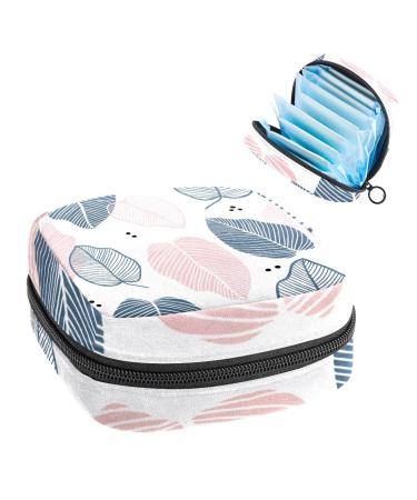 Anna Cowper Floral Leaves in Flat Style Sanitary Napkin Storage Bag Feminine Menstrual Cup Pouches Nursing Pad Holder Tampon Bags Portable Period Bag for Women Teen Girls 1Pcs Multi-colored 3