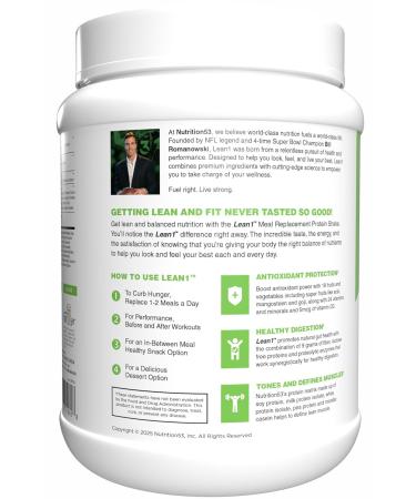 N53 Lean1 Meal Replacement Protein Powder Vanilla Flavor 15 Serving tub No Sugar Added - Buy Online on GoSupps.com