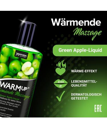JoyDivision WarmUp Massage Oil Green Apple 150ml | Warming Massage Liquid for Couples | Apple Fragrance & Taste | Perfect for Relaxation - Buy Online on GoSupps.com