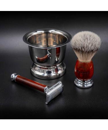 Brent Berkeley Men's Original Safety Razor Set | Razor Brush & Shaving Bowl | Durable Skin-Irritation Reducing Gift Set - Brown - Buy Online on GoSupps.com