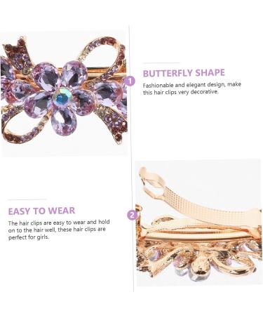 Ipetboom Rhinestone Hair Clip Hair Clips for Women Temperament Hair Clip Bow Hair Clips Wedding Hair Accessories Mini Claw Clips for Hair Bride Hair Clips Top Clip Miss Spring Metal Purple - Buy Online on GoSupps.com