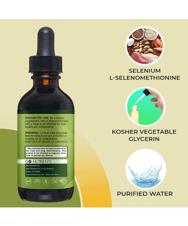 Selenium 200mcg Liquid Drops Supplement - Yeast-Free Herbal Formula with Trace Minerals - 1.0 oz Bottle - Buy Online on GoSupps.com