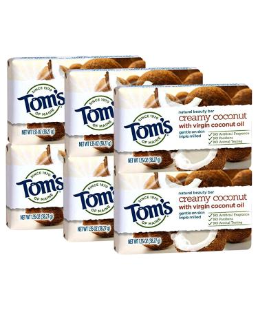 Tom's of Maine Natural Beauty Bar, Coconut, 1.35 Ounce Travel Size (Pack Of 6)