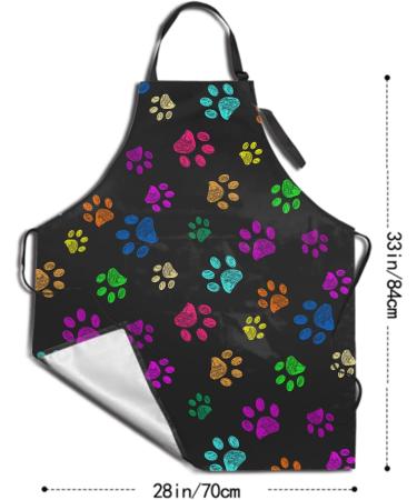Sweetshow Cute Dog Apron with 2 Pockets and Adjustable Neck Waterproof Kitchen Cooking Dog Grooming Aprons for Women Men Dog Paw 2 - Buy Online on GoSupps.com