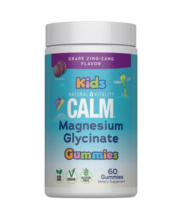 Natural Vitality Kids Calm | Magnesium Glycinate Gummies | Grape Flavored | Non-GMO Vegan & Gluten Free Supplement | 60 Count
