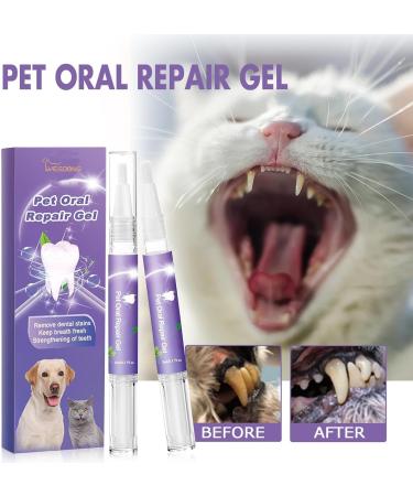 6 Pcs Pet Oral Repair Gel - Dog Bad Breath Eliminator Gel - Pet Oral Repair Without Brushing - Natural Pet Teeth Care Solution for Cat Dog - Buy Online on GoSupps.com