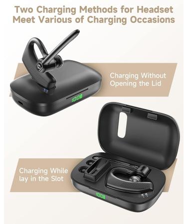 ZUKUMU Bluetooth Headset with Noise Canceling Dual Microphone | 180Hrs Playtime | Wireless Earpiece with Charging Case | Hands-Free Earphones | LED Display | Black - Buy Online on GoSupps.com