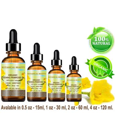 Certified Organic Evening Primrose Oil - 100% Pure, Cold Pressed, Rich in Antioxidants for Skin and Hair - 1 Fl.oz - Botanical Beauty - Buy Online on GoSupps.com