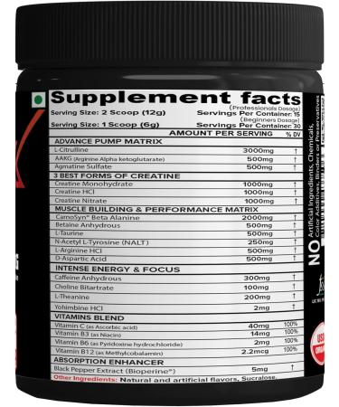 Weapon-X Pre-Workout Powder | 21 Active Ingredients | 3 Creatine Forms AAKG Beta-Alanine | Energy & Focus Boost | 60 Servings (Mango - Buy Online on GoSupps.com
