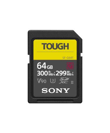 Sony TOUGH-G series SDXC UHS-II Card 64GB, V90, CL10, U3, Max R300MB/S, W299MB/S (SF-G64T/T1), Black 64GB Card