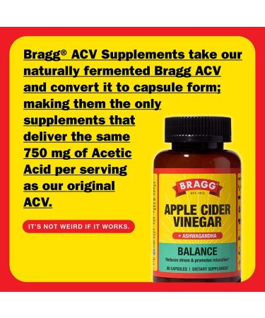Bragg Apple Cider Vinegar Capsules (2pk) with Vitamin D and Zinc Balance Apple Cider Vinegar Capsules with Ashwagandha - Buy Online on GoSupps.com