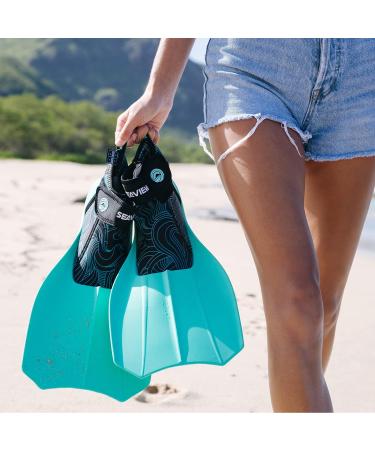 Seaview 180 Topside Snorkel Fins - Compact Swim Flippers for Women (Seafoam, Size 8) - Buy Online on GoSupps.com