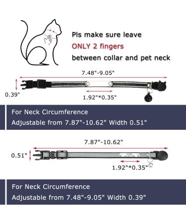 Personalized Reflective Cat Neck Band with Safety Lock - Mogokoyo 2 Packing Bells Adjustable Collar for Cats & Kittens (Black) - Custom Name & Phone Number - Buy Online on GoSupps.com