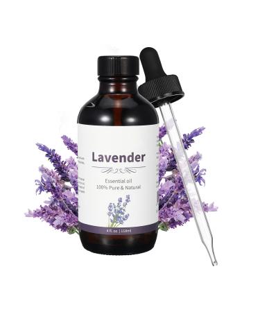 Lavender Essential Oil Lavender Oil Essential Oil for Diffuser Organic Lavender Oils for Aromatherapy Massage Pure Natural&Undiluted Lavender Essential Oil Topical and Household Uses - 4 Fl Oz