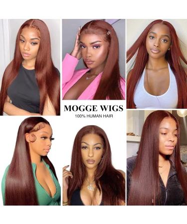 Reddish Brown 22 Inch Lace Front Human Hair Wig for Black Women - Brazilian Copper Red 13x4 Frontal Wig with Baby Hair, Pre Plucked, 180% Density - Buy Online on GoSupps.com