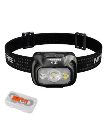 Nitecore NU33 Rechargeable Headlamp, 700 Lumen USB-C White, Red and Reading Lights, with Lumen Cable Organizer
