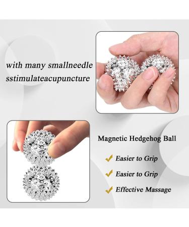 6-Piece Silver Spiked Magnetic Massage Balls for Stress Relief - Acupressure Hedgehog Design (32 mm) - Buy Online on GoSupps.com