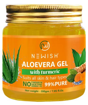 Newish Daily Use Organic Aloe Vera Gel for Face Moisturizer & Dry Skin  Hair  Acne-prone  Sensitive Skin  Dark Spots  100 Percent Pure Aloe Vera Gel for Sunburn Relief with Turmeric - 6.76 Fl Oz Turmeric Aloe Vera 6.76 F...