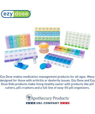 EZY DOSE Weekly Pill Organizer & Planner - Contoured Bottom for Easy Pill Removal, Large Blue/Purple AM/PM - 1 Count - Buy Online on GoSupps.com