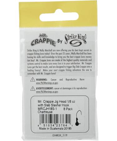 Strike King Mr. Crappie Jig Head 1 Oz - Chartreuse 1/32 oz (2 Pack) | Lazer Sharp Eagle Claw Hook | Freshwater Fishing Lures - Buy Online on GoSupps.com