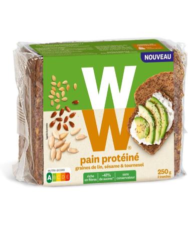 WW Protein Bread with Flax, Sesame and Sunflower Seeds - High in Protein and Fiber - 5 Slices - 221549