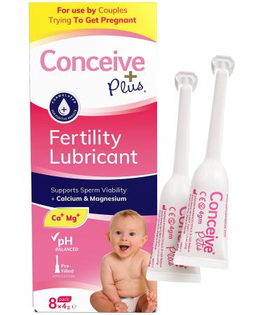 Conceive Plus Fertility Lubricant - pH Balanced, Calcium + Magnesium, Vaginal Moisturizer, Fertility Lube for Women, 8 x 4g Applicators