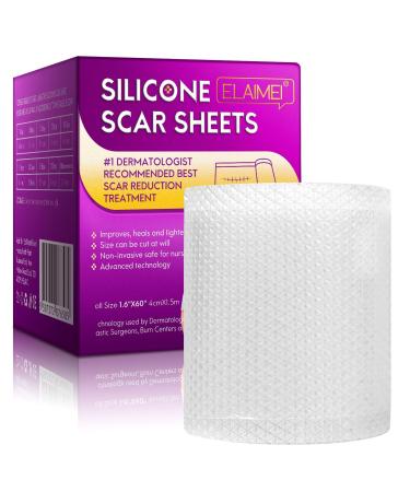 Joyeee Silicone Scar Sheets Scar Tape Roll Self Adhesive Washable Silicone Scar Strips Reusable Professional Scar Removal Patches for Old New Scars C-Section Surgery Burn Keloid Acne(1.6 x 60 ) 005