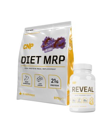 CNP Professional Diet MRP Low Calorie Meal Replacement 21g Protein with Patented Digezyme Fortified with Full Spectrum Vitamins & Minerals 975g 4 Flavours (Chocolate) Chocolate Small