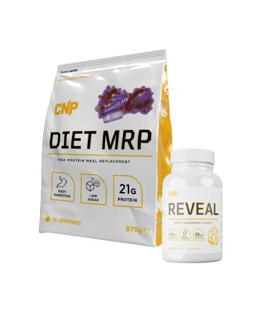 CNP Professional Diet MRP Low Calorie Meal Replacement 21g Protein with Patented Digezyme Fortified with Full Spectrum Vitamins & Minerals 975g 4 Flavours (Chocolate) Chocolate Small