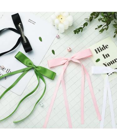 Yunlly 8 Pcs Tassel Ribbon Hair Bow Clips for Women and Girls - Silky Hair Accessories - Buy Online on GoSupps.com
