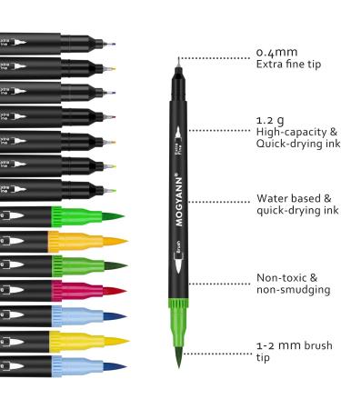 Mogyann 100 Colors Dual Tip Brush Pens for Coloring and Calligraphy - Multicolor - Buy Online on GoSupps.com