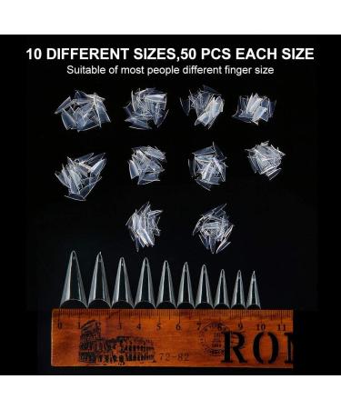 Clear Stiletto Nail Tips - 500 Pack Acrylic False Nails for Gel & Salon Manicure | Transparent Sharp Nail Art Decoration - Buy Online on GoSupps.com