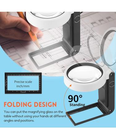 Anourney 15X 35X Magnifying Glass with Light, Stand & LED Illumination - Folding Handheld Standing Magnifier for Seniors, Coins, Stamps, Map, Jewelry - 80MM - Buy Online on GoSupps.com