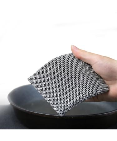 Cast Iron Chainmail Scrubber 316L Stainless Steel Rectangle Chain Mail Cleaner with Insert Silicone for Cast Iron Dutch Oven, Skillet, Pot, Griddle, BBQ Grills, Dishwasher Safe (Large) Black Large
