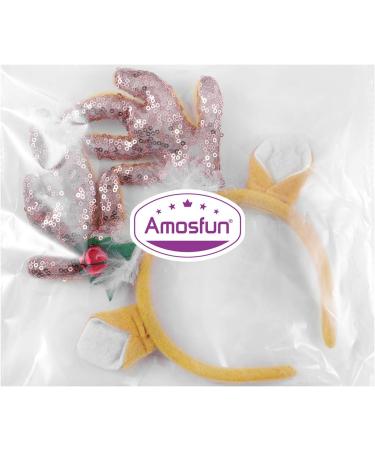 Amosfun Christmas Reindeer Headband Sequins Feather Animal Antler Ear Hair Hair Headwear Hat Headdress For Christmas Celebration Costume Cosplay Accessory (Coffee) - Buy Online on GoSupps.com