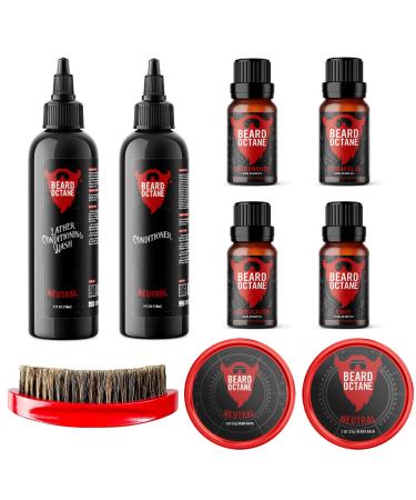 Beard Octane Men's Grooming Kit - 4 Oils Balm Butter Wash Conditioner & Brush | Perfect Gift for Men - Buy Online on GoSupps.com