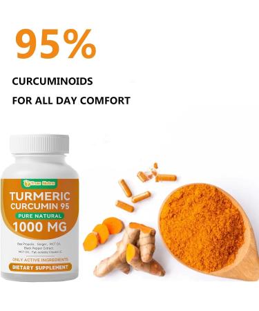 true nutra Turmeric Curcumin Supplement Pure Turmeric Curcumin with 95% Curcuminoids 1000mg Non-GMO 120 Capsules (1PCS) - Buy Online on GoSupps.com