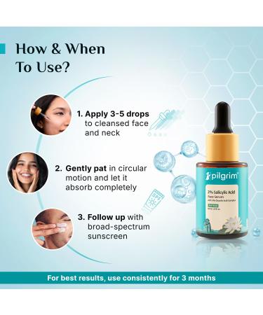 Pilgrim 2% Salicylic Acid Face Serum for Acne-Prone Skin | with Korean White Lotus | Helps Unclog Pores & Control Excess Oil | Gentle Daily Facial Serum | 1.01 Fl Oz (30 ml) - Buy Online on GoSupps.com