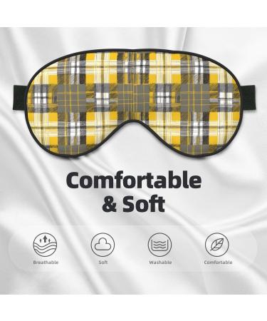 Sleep Mask Eye for Better Sleep | Reusable Soft Blackout Eye Masks for Travel & Camping | Gifts for Him & Her - Yellow Gray Black Plaid - Buy Online on GoSupps.com