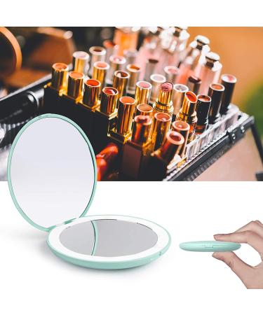 Wobsion LED Lighted Travel Makeup Mirror 1x10x Magnification Compact Portable Handheld Mirror - 3.5 inch Illuminated Folding Mirror, 2-Sided Round Cyan Design - Buy Online on GoSupps.com