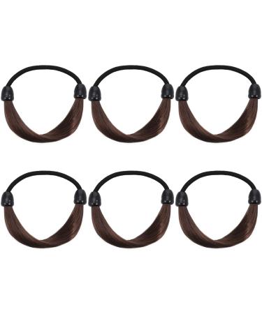 VALICLUD 6pcs Wig Hair Ties Synthetic Wig Ponytail Holder Elastic Rubber Band Hair Ropes Hairpiece Hair Accessories for Women Girls Daily Christmas (Brown) - Buy Online on GoSupps.com