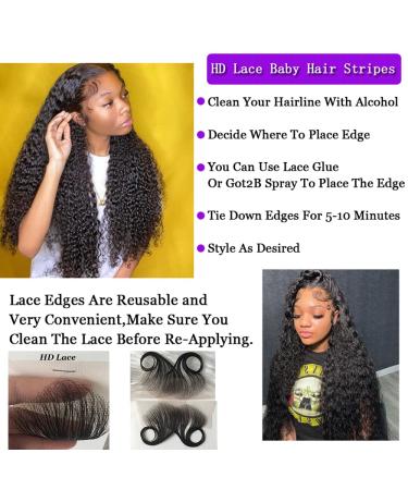 JZhair 4Pcs HD Swiss Lace Baby Hair Edge Stripes - Real Human Virgin Hair, Reusable & Natural for Women - Buy Online on GoSupps.com