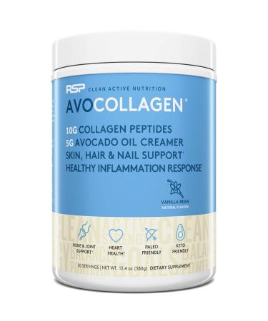 RSP Nutrition AvoCollagen Collagen Peptides & Avocado Oil Powder Vanilla Bean 14.1 oz (400 g)