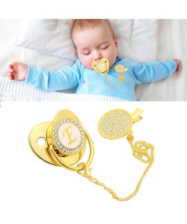 Golden Baby Pacifier - Curved Design 26 Letters Safe Materials Healthy Bling with Clips for 6-18 Months - Buy Online on GoSupps.com