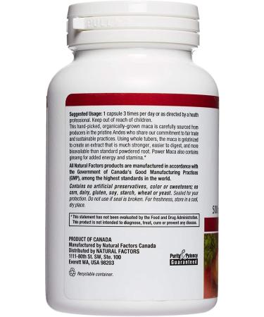 Natural Factors Organic MacaRich Super Strength Maca & Ginseng 500mg - 90 Veg Capsules - Buy Online on GoSupps.com