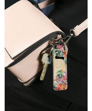 Tropical Floral Polynesian Turtle Lip Gloss Holder Keychain | Neoprene Chapstick Sleeve - Shop Internationally - Buy Online on GoSupps.com