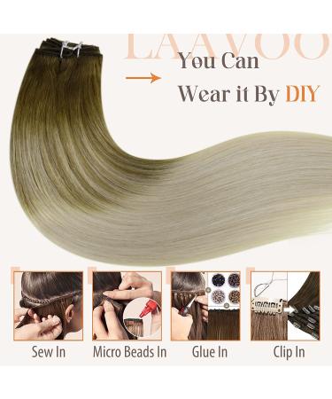LAAVOO Balayage Real Hair Extensions - Light Brown Ombre Sew In 100g #8/59 45cm - Premium Quality Hairpin Groove Extensions - Buy Online on GoSupps.com